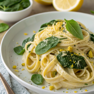 Lemon Ricotta Pasta with Spinach (Vegan)