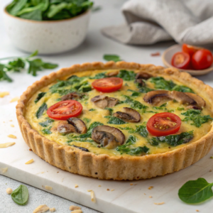 Spinach & Mushroom Quiche (Vegan)